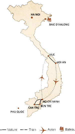 carte du circuit Les essentiels du centre & sud en famille 12 jours