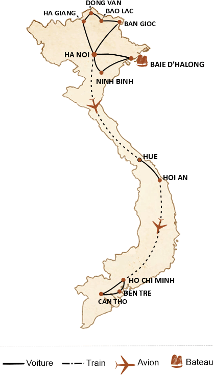 carte du circuit Multiples visages du Vietnam 21 jours