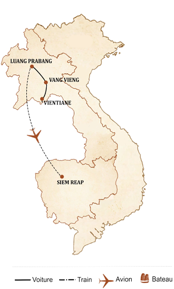 carte du circuit Multiples visages du Laos et du Cambodge en 10 jours