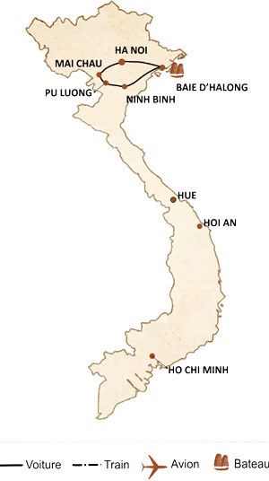 carte du circuit Au cœur du nord du Vietnam 10 jours
